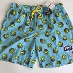 Mosmann Australia Swim Trunks Shorts Kiwi Print 4 Way Stretch Mens Large NWT